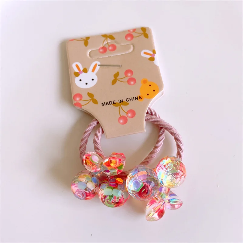 2023 New Baby Girls Cute Cartoon Fruits Flowers Sequins Elastic Hair Bands Sweet Scrunchies Rubber Bands Kid Hair Accessories