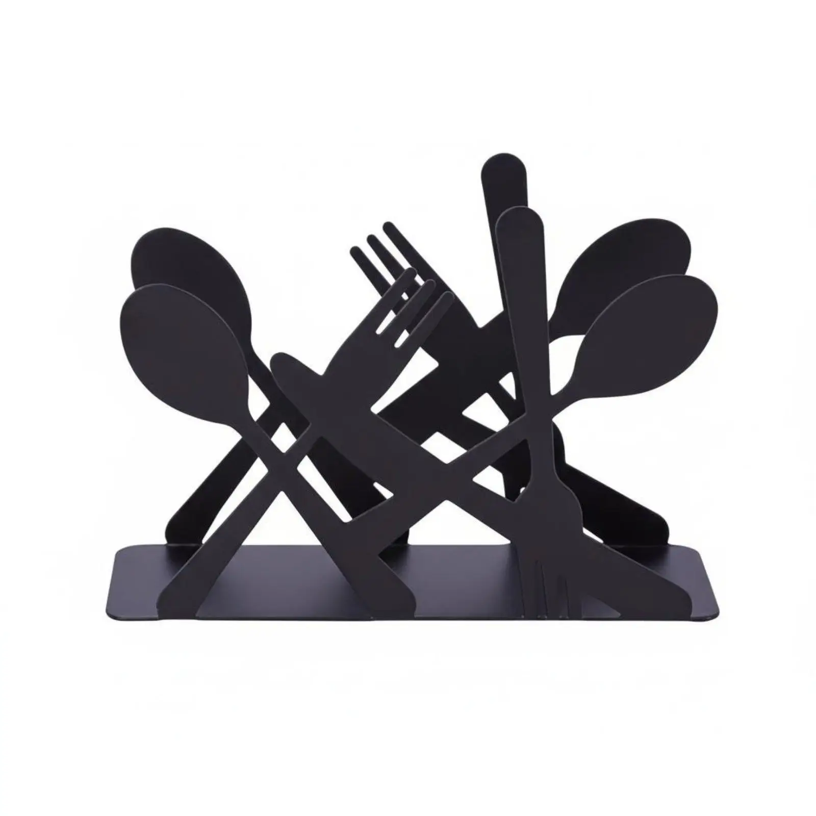 Modern Tabletop Napkin Holder Iron Desktop Organizer Creative Cutlery Dispenser for Restaurant Hotel and Home Kitchen