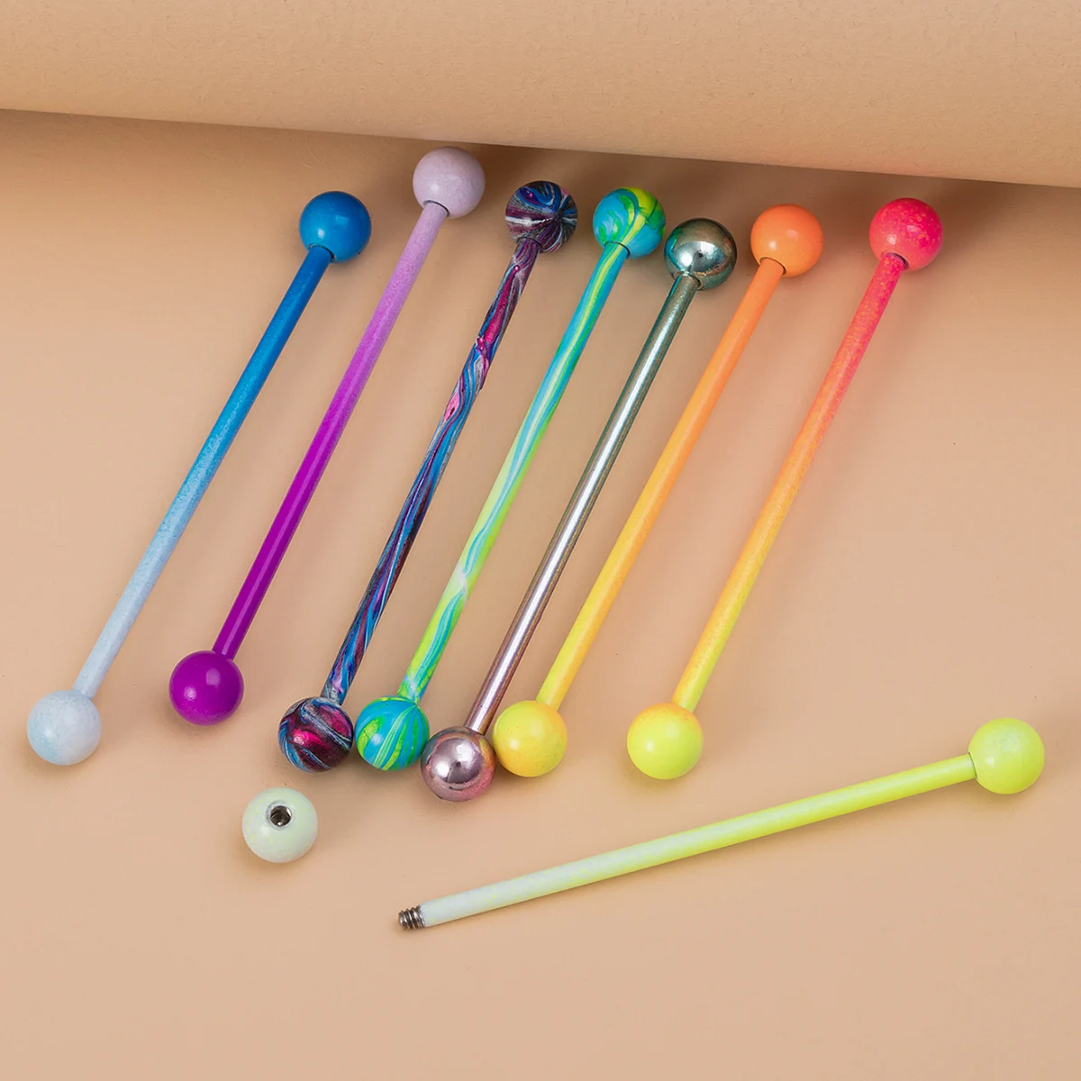 1/8pcs Colorful Industrial Piercing Earring Stainless Steel Industrial Barbell Body Jewelry 14 Gauge Random Color