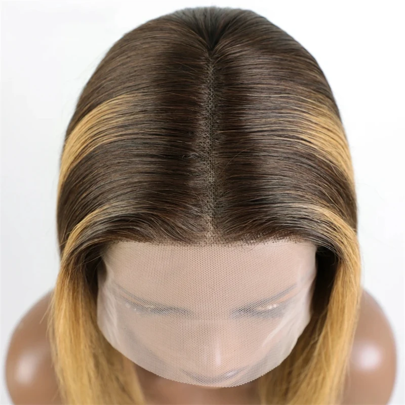 13x4 Highlight Perücke farbige Spitze Front Echthaar Perücken für Frauen vor gezupft Honig blonde gerade Spitze Frontal Perücke zum Verkauf