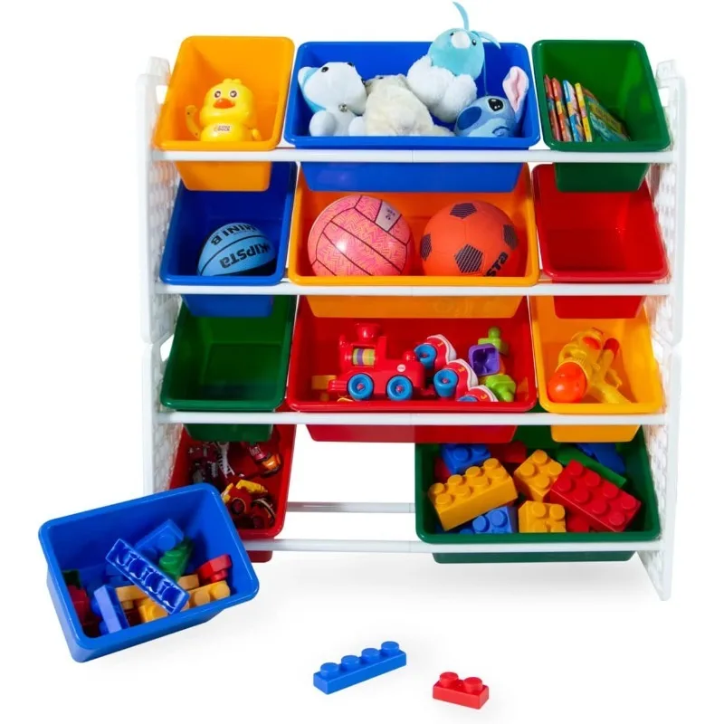 

Toy Organizer with 12 Removable Storage Bins, Multi-Bin Organizer for Books, Building Blocks, School Materials