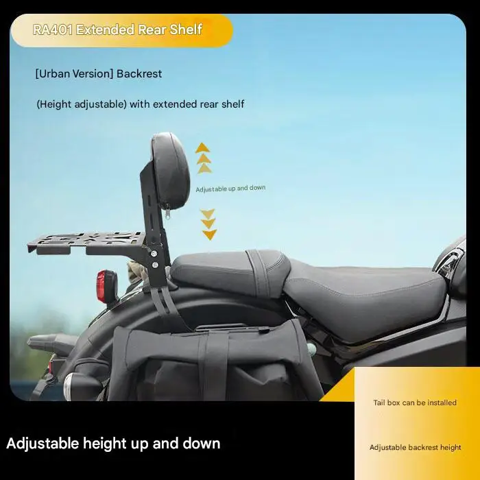 For  CU525 One-Stop Modified, Aluminum Folding Backrest Rack, Side Bag with Quick-Release Side Carrier, Durable Parts
