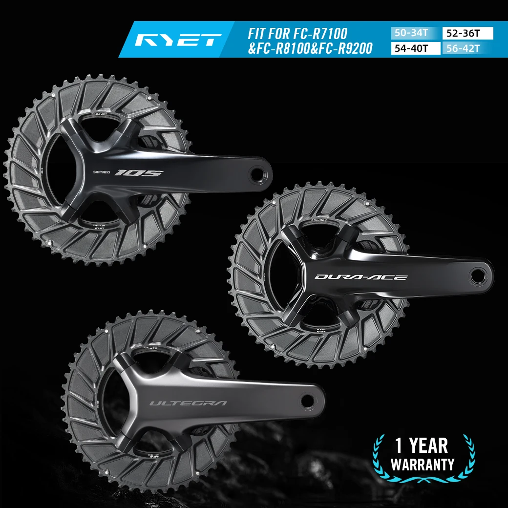 

RYET 2X 110BCD Chainrings Set 50 52 54 56T 34 36 40 42T CNC 7075 Alloy Compatible 105 Ultegra Dura Ace 11 12S Road Bike