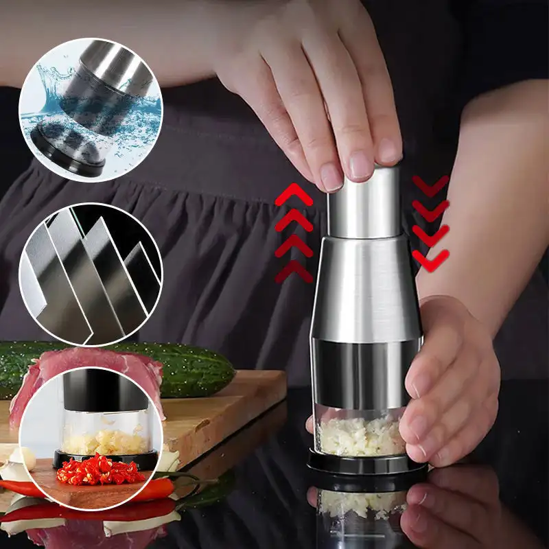 304 Stainless Steel Patting Knife Garlic Cutter Pressure Garlic Cutter Kitchen Stainless Steel Garlic Cutter Garlic Chopper