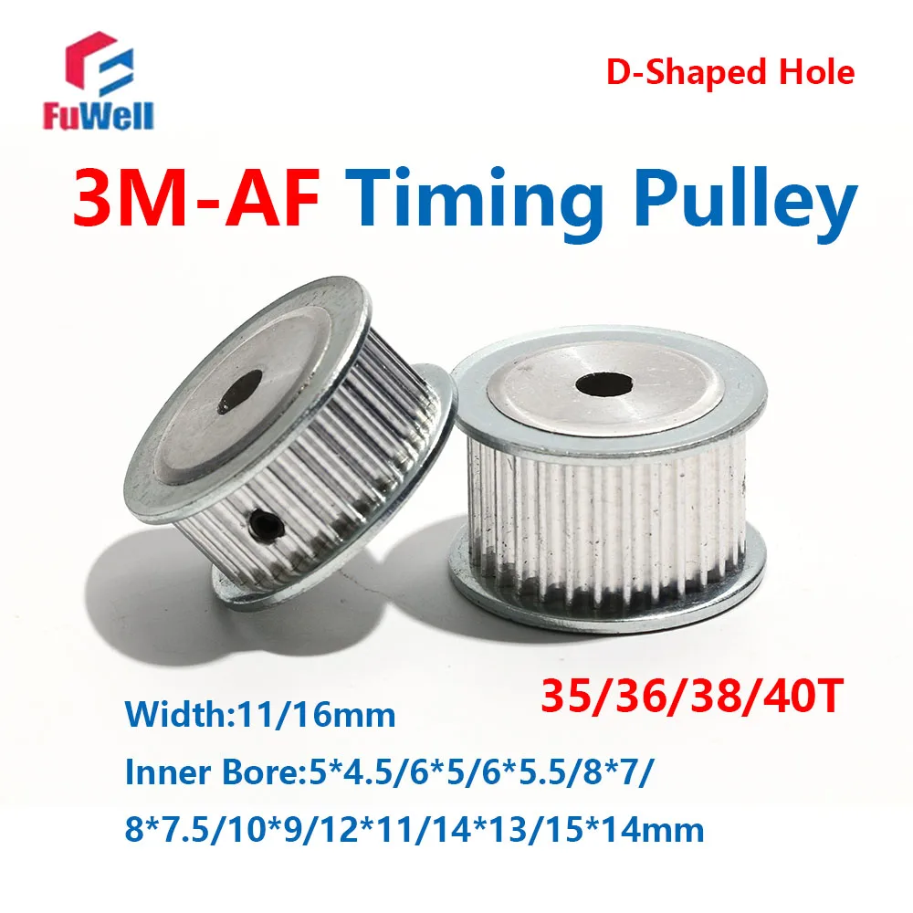 FuWell Synchronous Pulley D-type Hole 3M 35T 36T 38T 40T Bore 5~15mm  AF Type Aluminum Alloy D Hole Timing Pulley Width 11/16mm