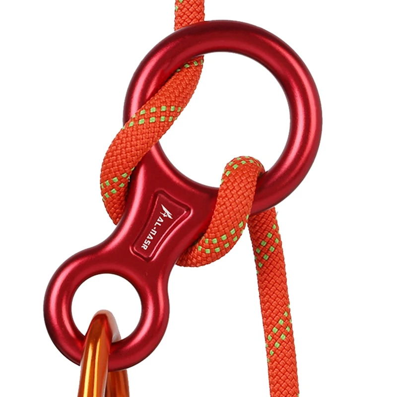 ABNO-35KN Rock Climbing Carabiner รูปที่ 8Rappelling เชือก Descender อลูมิเนียมรูปอุปกรณ์ Belay Abseiling Downhill อุปกรณ์