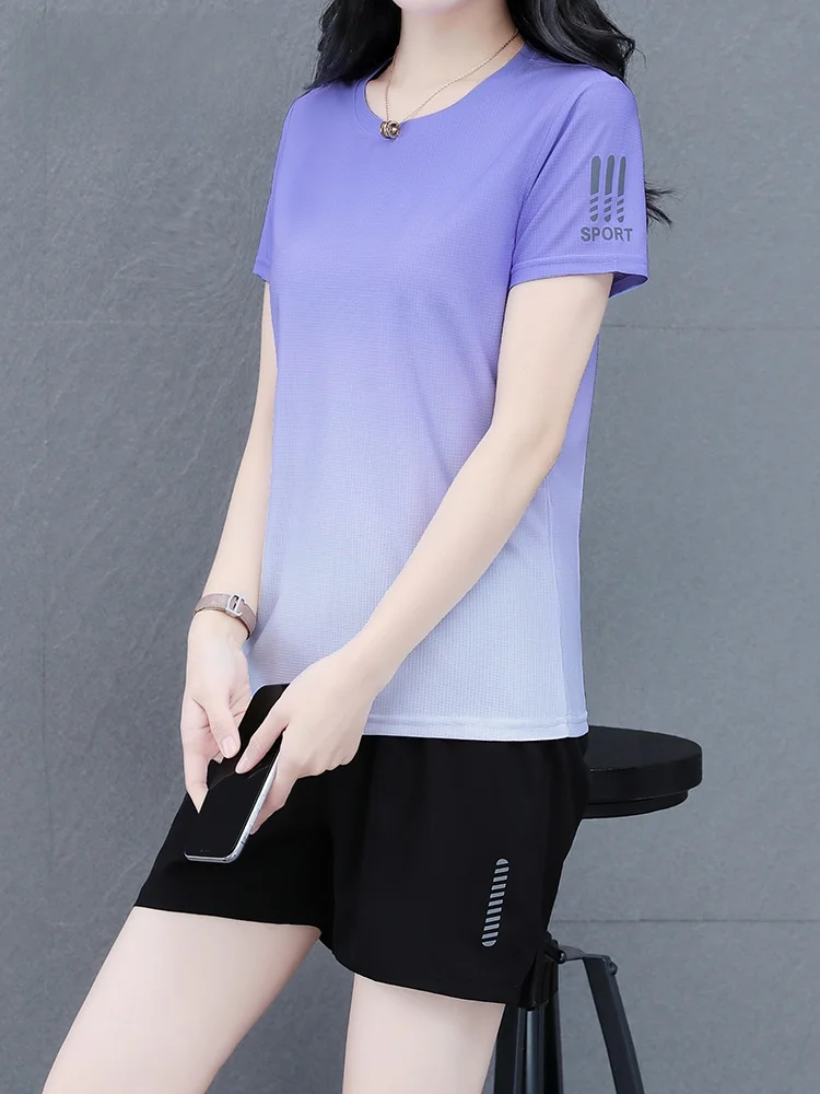

Ice Silk Qui Dry Sports Set for Women Summer New Sle Casual Running orts Svel orts for Middle-Aged Mothers