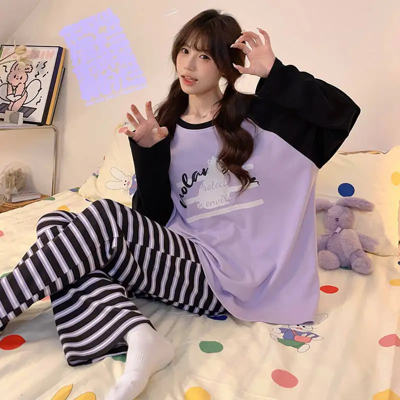 

Pajama Sets Big Size Women Cotton Loose-Fit Daily Natural Lady Soft Breathable Moisture Wicking Durable Easy Care Spring Quilted