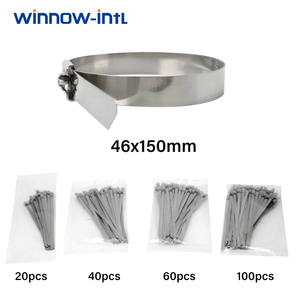 20/40/60/100Pcs 4.6*150 Stainless Steel Metal Cable Tie Exhaust Wrap Locking Metal Zip-Exhaust Multifunctional Locking Cable Tie
