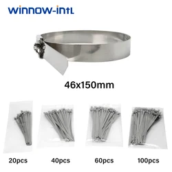 20/40/60/100Pcs 4.6*150 Stainless Steel Metal Cable Tie Exhaust Wrap Locking Metal Zip-Exhaust Multifunctional Locking Cable Tie