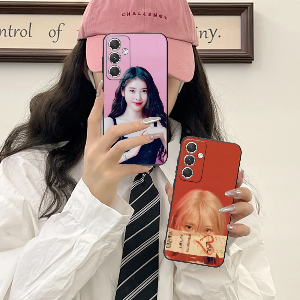 IU Lee JiEun Phone Case for Samsung Galaxy S25 S24 S23 S22 S21 S20 S10 S9 Plus FE Ultra Lite Black Cellphones Cover