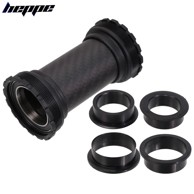 HEPPE Bicycle T47 Bottom Bracket MTB Carbon BB 68-86.5mm Bottom Bracket T47 Spindle Sleeves Kit 24/29/30mm M47x1 Threaded