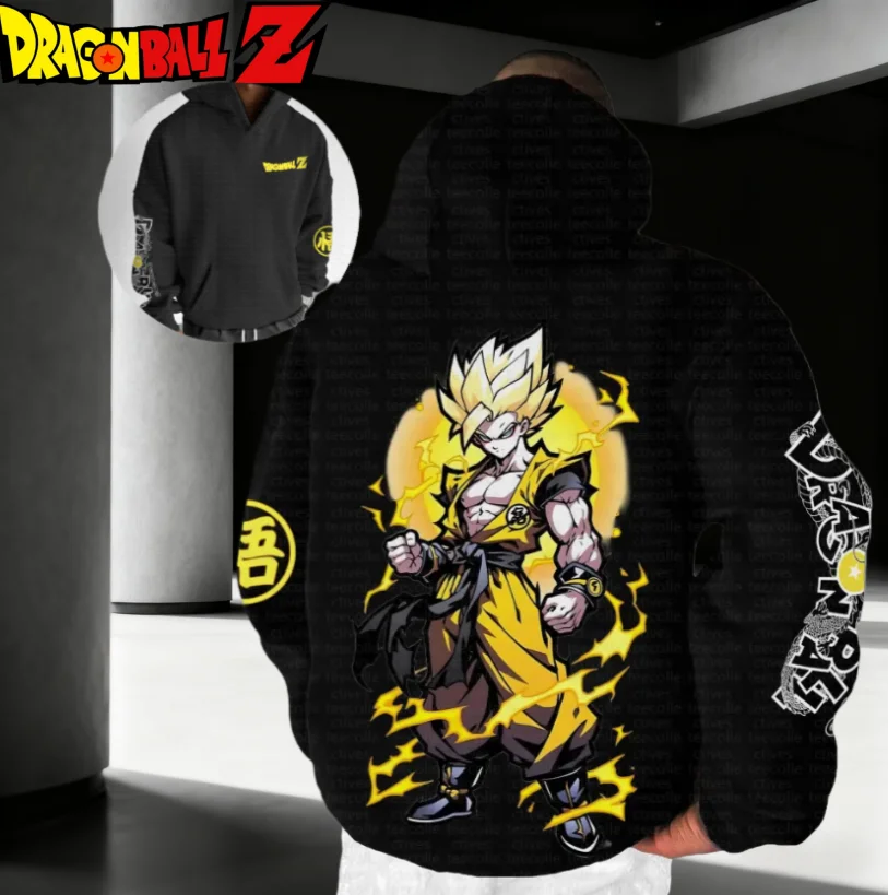 

Anime Dragon Ball Character Printing Gym 2025 Autumn/Winter Men's Women's Anime Dragon Ball Y2K Style Loose Large Cotton Hoodie
