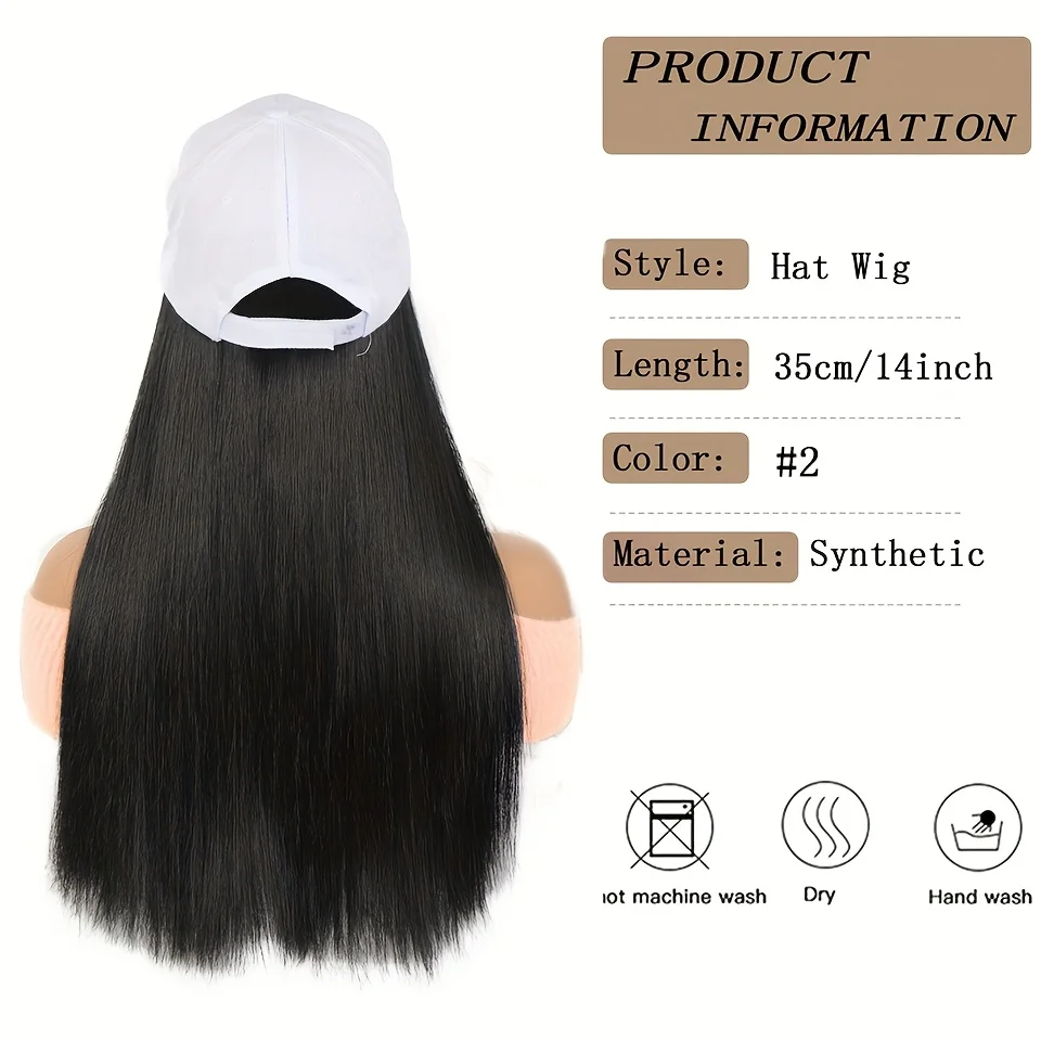 Baseball Cap Style Women'S Hat Wig, Brown Black Cold Brown Golden Highlights Synthetic Hair, 14-inch Fashion Hat Wig for Ladies