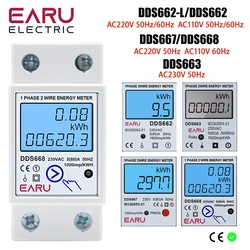 単相LCDデジタルエネルギーメーター,220V DINレール,ゼロリセット,kwh,電圧,電流,電力消費,電気カウンター