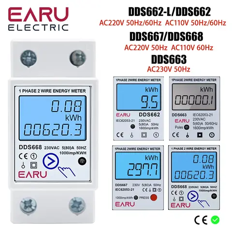 Contatore di energia digitale LCD monofase Reset Zero kWh Tensione Corrente Consumo energetico Contatore Wattmetro elettrico Guida Din 220V