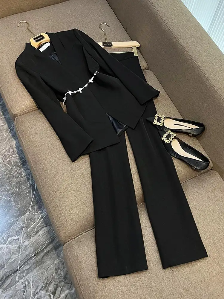 

Bla V-Ne комплект костюма с широкими брюками, женский высококачественный профессиональный деловой костюм из двух предметов C9845, осенне-зимняя коллекция