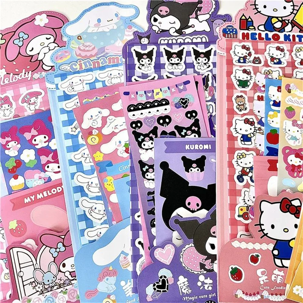 Kawaii Sanrio Sticker DIY Hand Account Diary Decorative Kitty Kuromi Funny Cartoon Kids Girls Christmas Birthday Gift Reward Toy