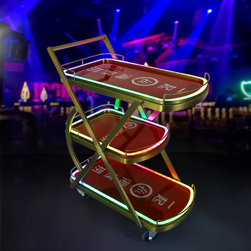 

Haidilao trolley dining cart bar club KTV wine cart PARTYK birthday room party LED cake cart