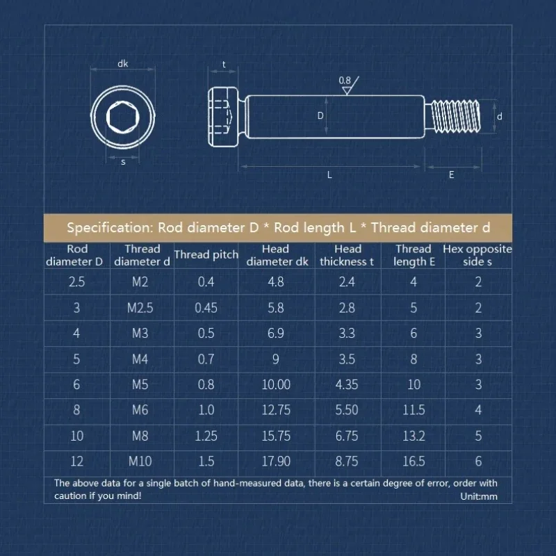 304 Stainless Steel Hexagon Socket Roller Bearing Shoulder Screw Bolt M2 M2.5 M3 M4 M5 M6 M8 M10