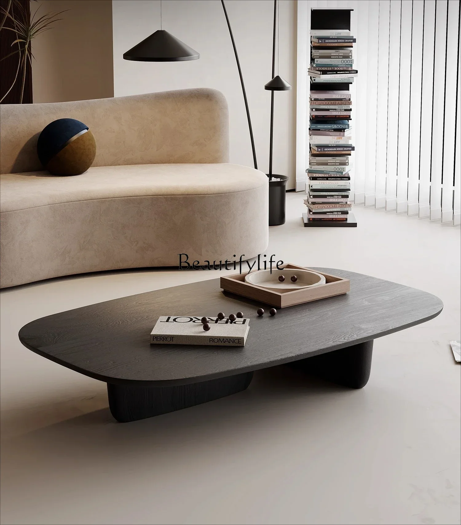 와비사비 스타일 커피 테이블 라이트 럭셔리 모던 거실 원목 티 테이블