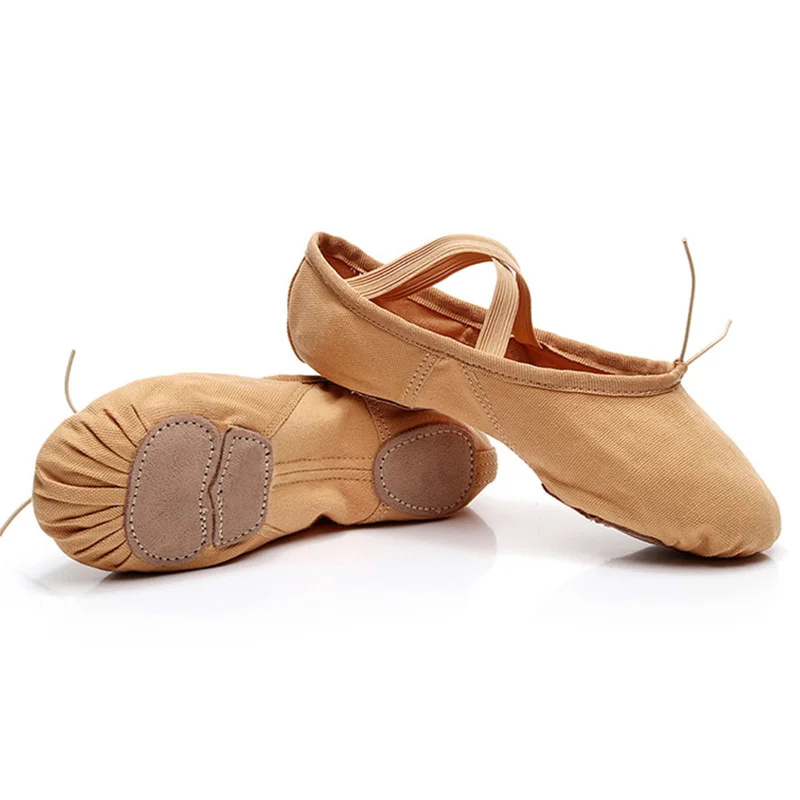 USHINE Three Sole Wear-Resistant Non-slip Elastic Canvas Body Fitness Yoga scarpe da ballo donna Ballet Dance Shoes Woman