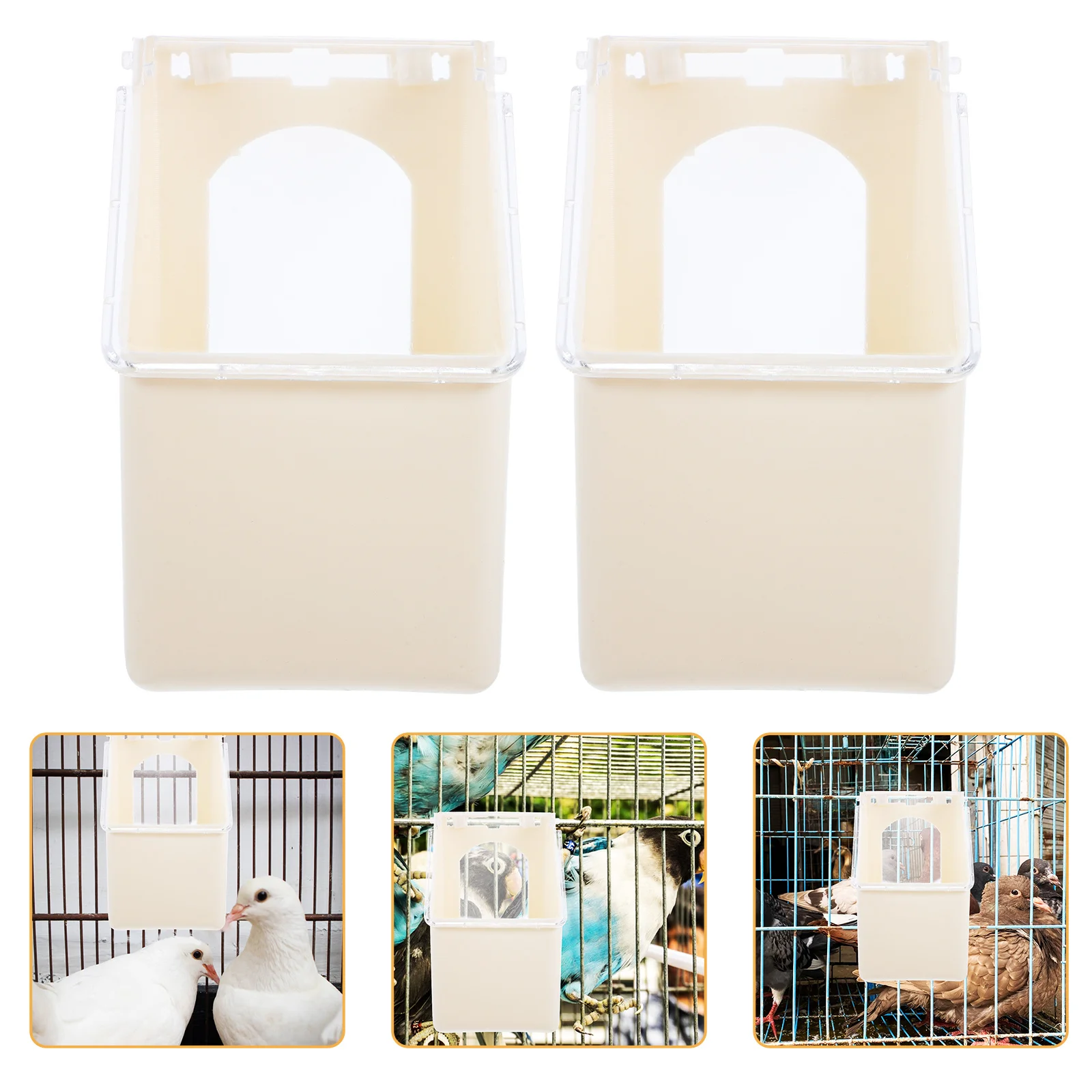 

4pcs Pigeon Feeders Hanging Box Large Capacity Multifunctional Bird Feeding Station Durable Plastic Food Water Holder For Cage