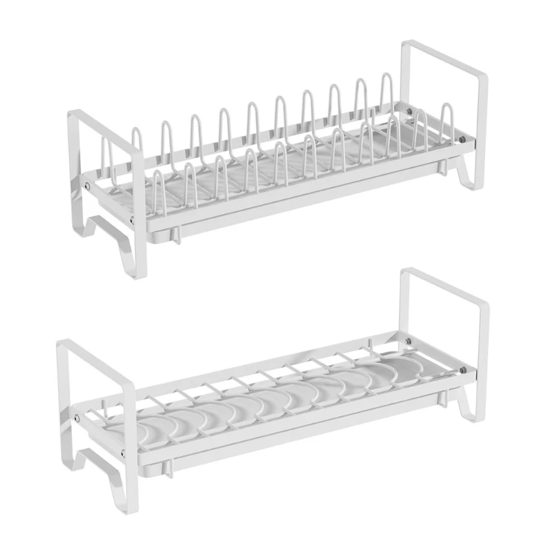 

Unique White Dish and Plate Iron Kitchen Drainer Rack Efficient Water Drainage