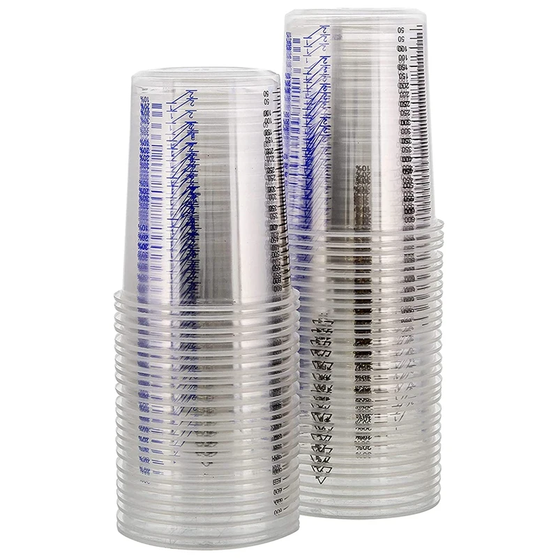 

50PCS Graduated Plastic Mixing Cups - Use For Paint, Resin, Epoxy, Art 20 Oz (600Ml) Disposable