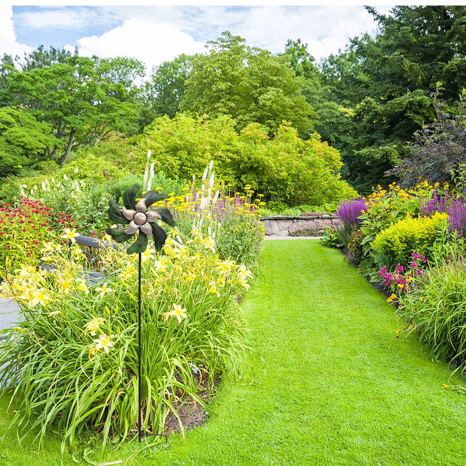 

Creative Iron Art Pinwheel Decor For Garden Yard Park Durable Outdoor Decoration Easy Diy Assembly Garden Windmill Yard Pinwheel