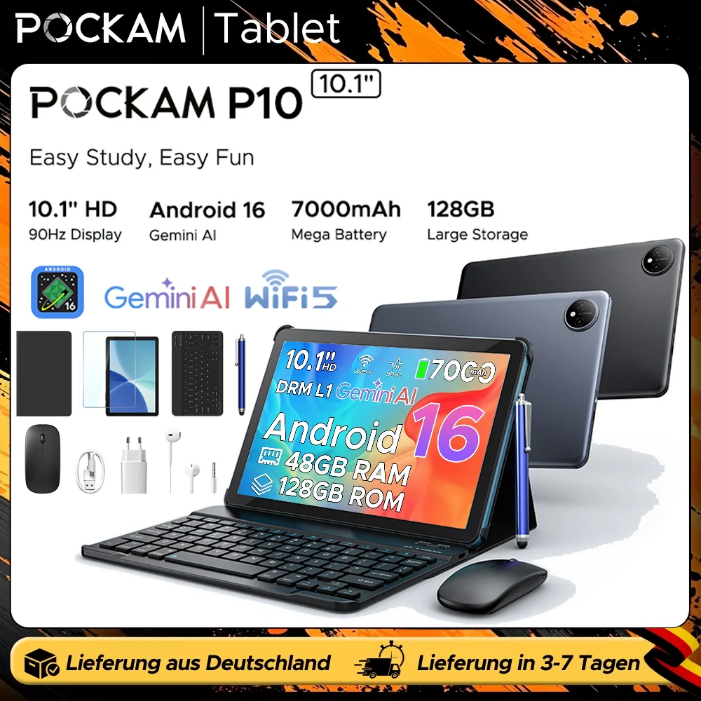 POCKAM P10 Android 16 Tablet 10.1
