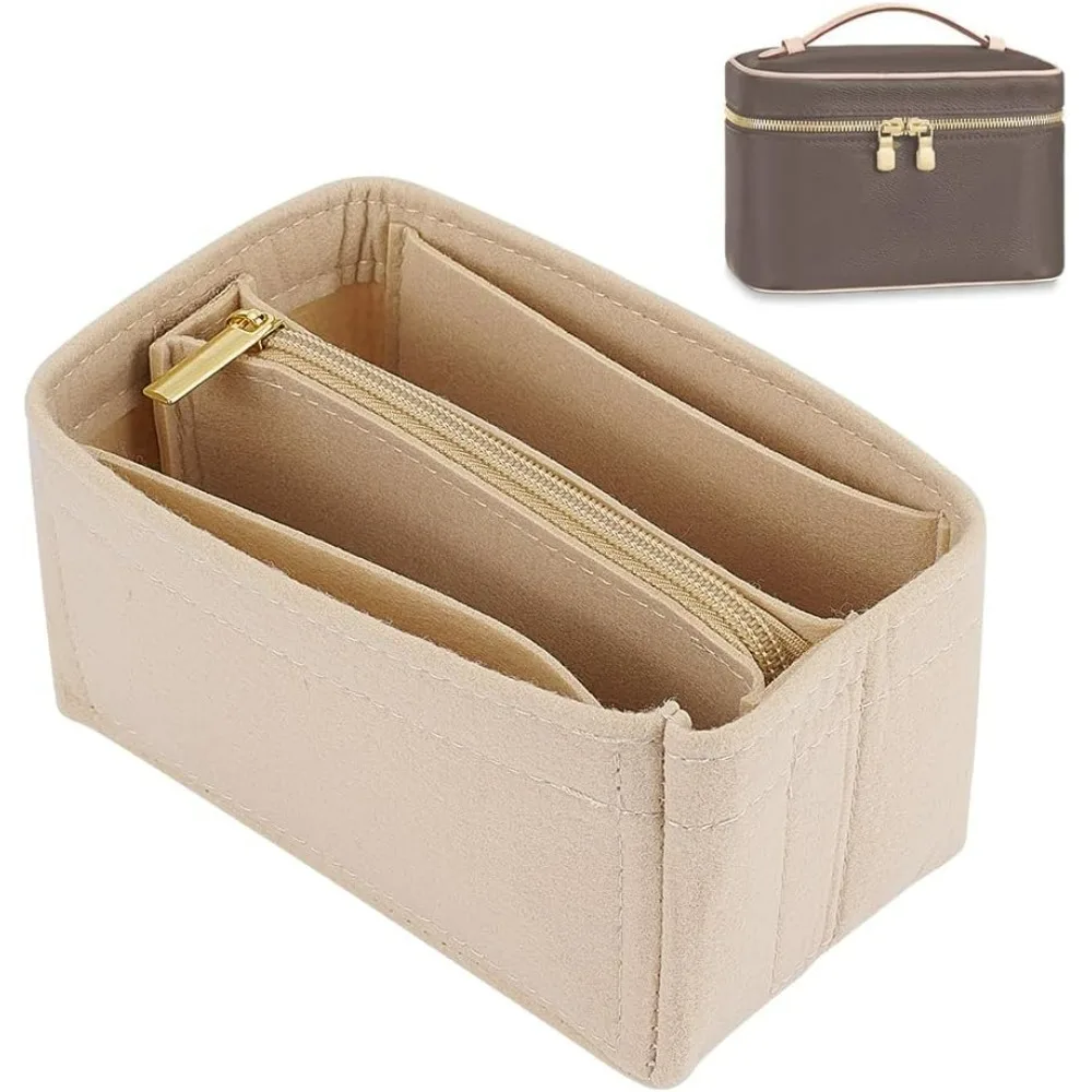 Felt Purse Organizer Insert 2 Sizes Large Capacity Storage Bag Removal Inner Multiple Compartments Insert Soft Tote