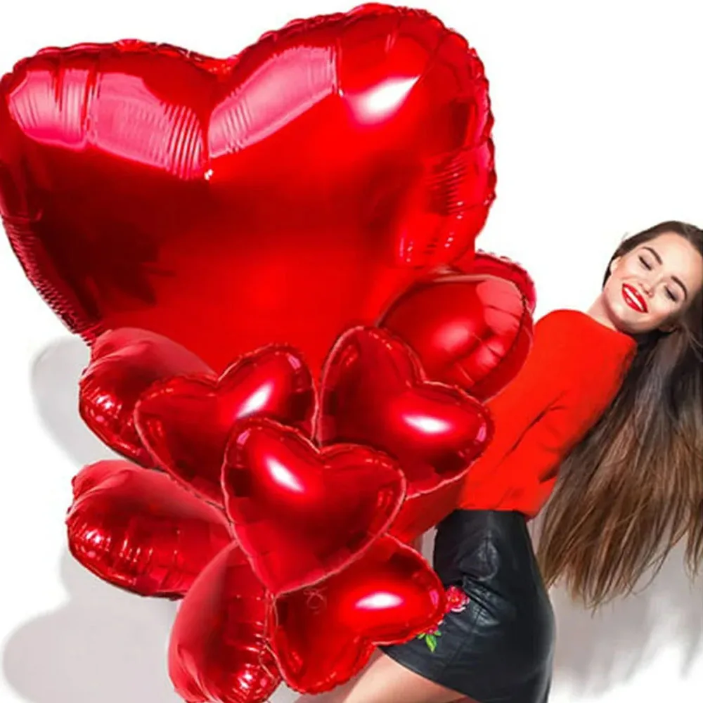 75cm Red Heart Foil Helium Balloons Valentine's Day Wedding Birthday Party Decorations Marriage Supplies Air Globos Kids Toys