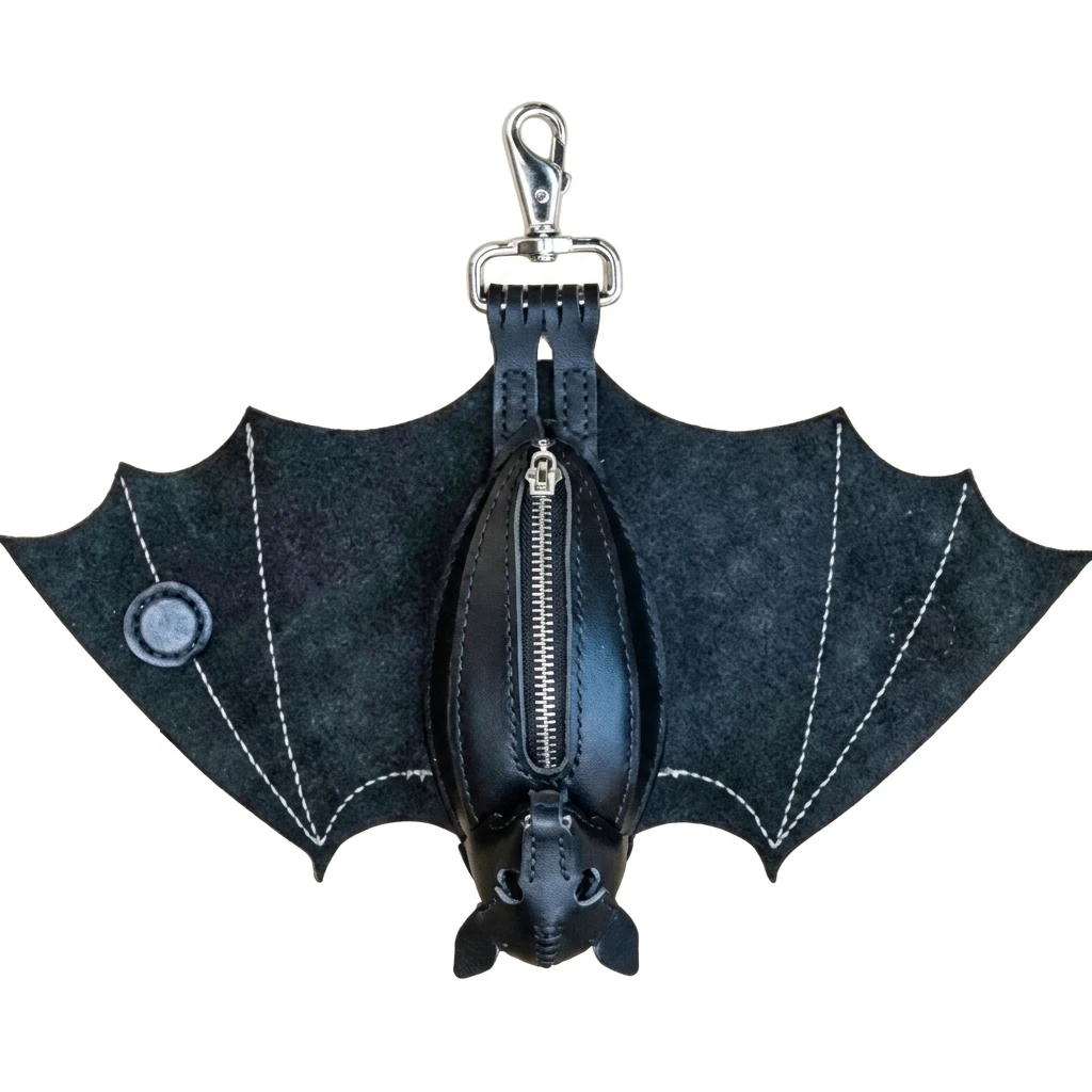 Kids Bat Coin Purse Halloween Party Pouch 3D Wing Design Gothic Style Small Change Wallet for Cosplay Costume Accessories