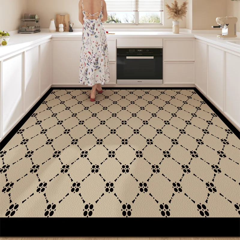 Household PVC kitchen mat is non-slip, oil resistant, erasable, washable, waterproof, stain resistant, fully covered carpet