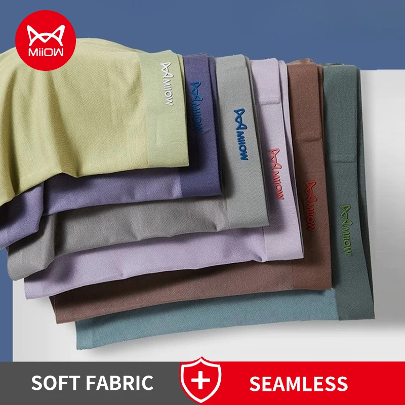 

MiiOW, 3 шт., мужское нижнее белье, боксеры с подъемом бедер, антибактериальные Cuecas, мужские трусы, бесшовные дышащие мужские трусы, мужские боксеры