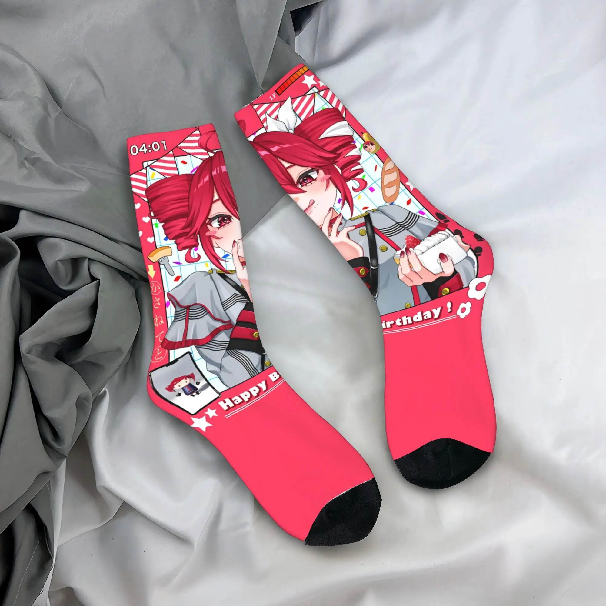 Kasane Teto Cheer Portrait Cute Stockings  Custom Retro Socks Winter Anti-Slip Socks Men's Cycling Soft Socks