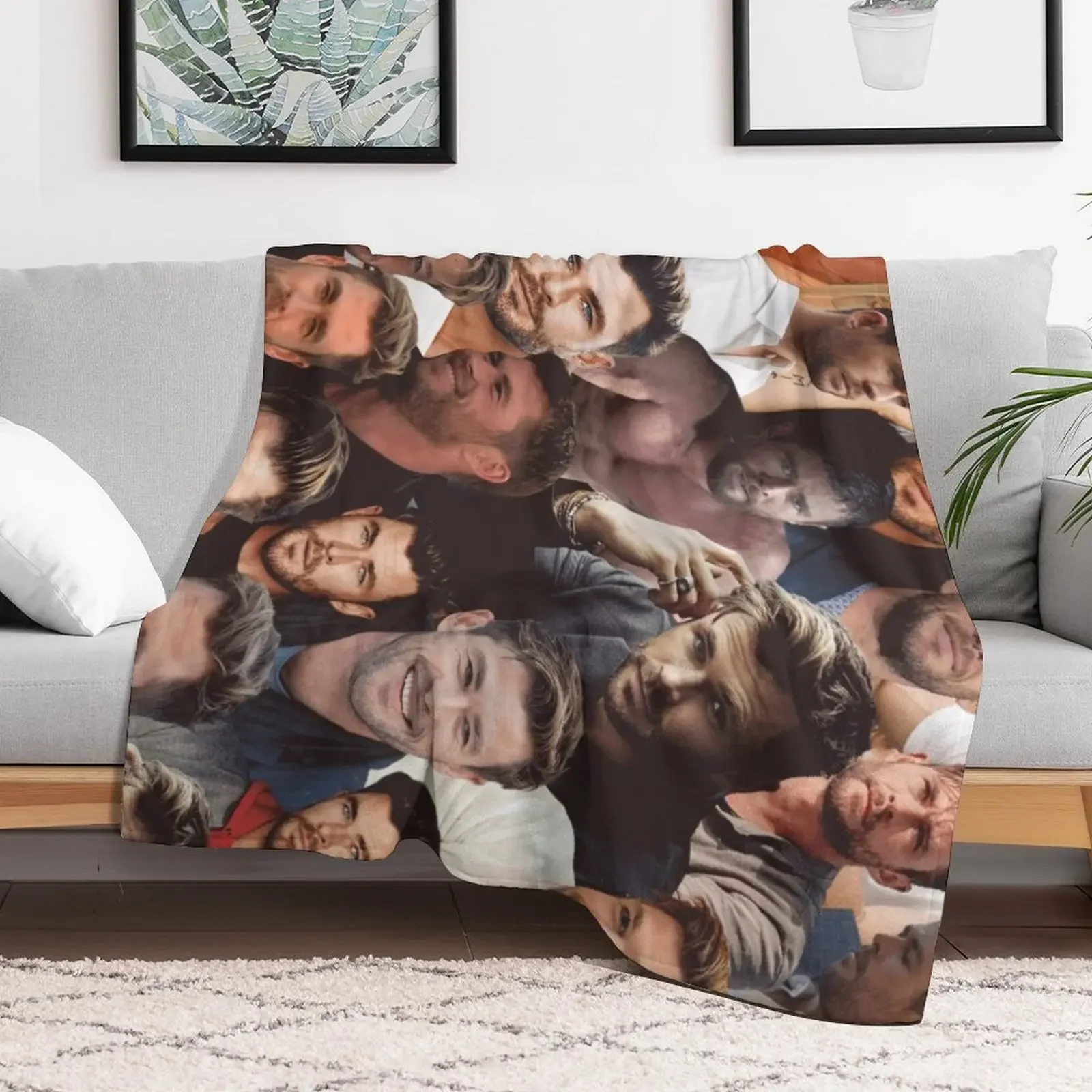 Chris Hemsworth photo collage Throw Blanket Fuzzy Plush Throw Blanket for Sofa Chair