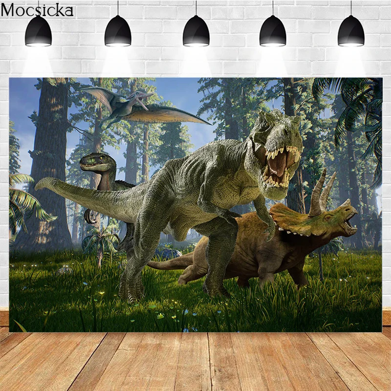 

Mocsicka Jurassic World Dinosaur Theme Background Baby Birthday Party Decoration Jurassic Park Studio Photography Props