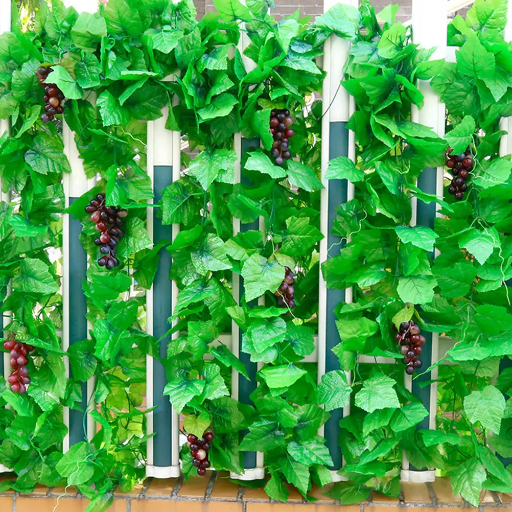 12Pcs Realistic Artificial Grape Vine Leaves Decor Premium Plastic Simulation Greenery for Desk Shelf Office Living Room Bedroom