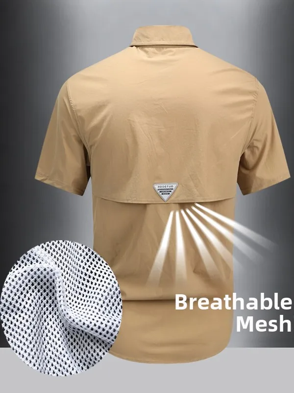 

Men's Loose Fit ort Sve irt Qui Dry Breathable Tactical Summer orm Sun Protection Faion Urban Sle Workwear