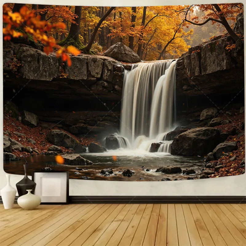 

1 шт. настенный гобелен Осенний лес водопад живописный настенный гобелен-декор природного пейзажа