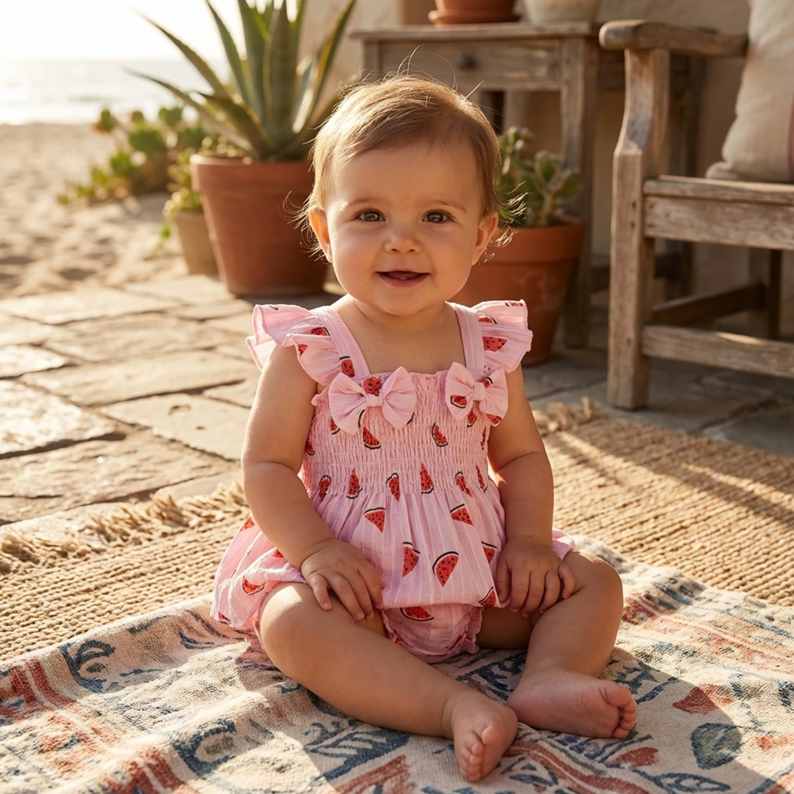 

Милые летние наряды для маленьких девочек, топы с принтом арбуза и бантом, топы с рюшами и рукавами-крылышками, шорты с эластичной резинкой на талии, комплекты одежды из 2 предметов