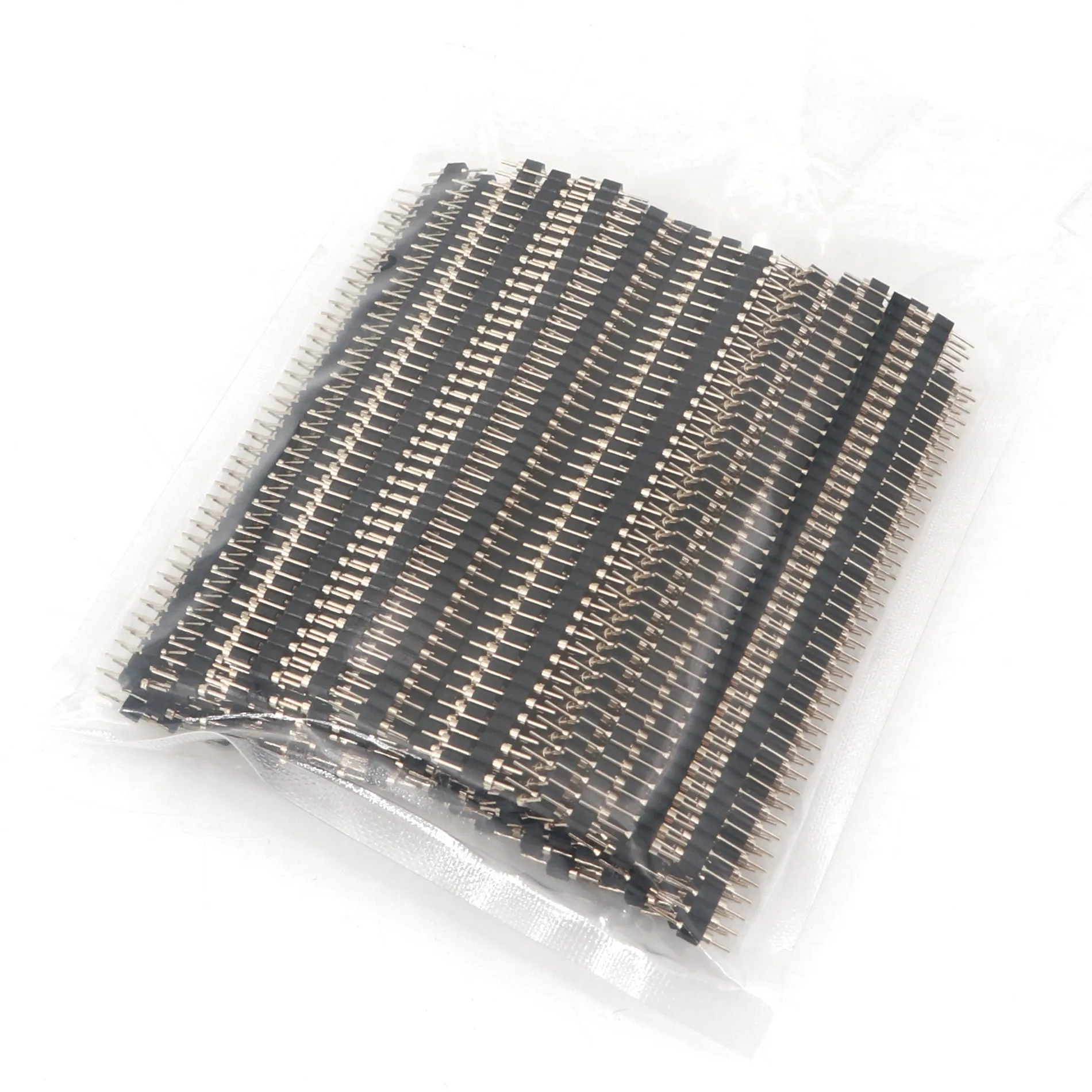 100Pcs Straight 40-Pin Male Single Row Pitch 2.54mm Gold Plated Round Pin Header Strip