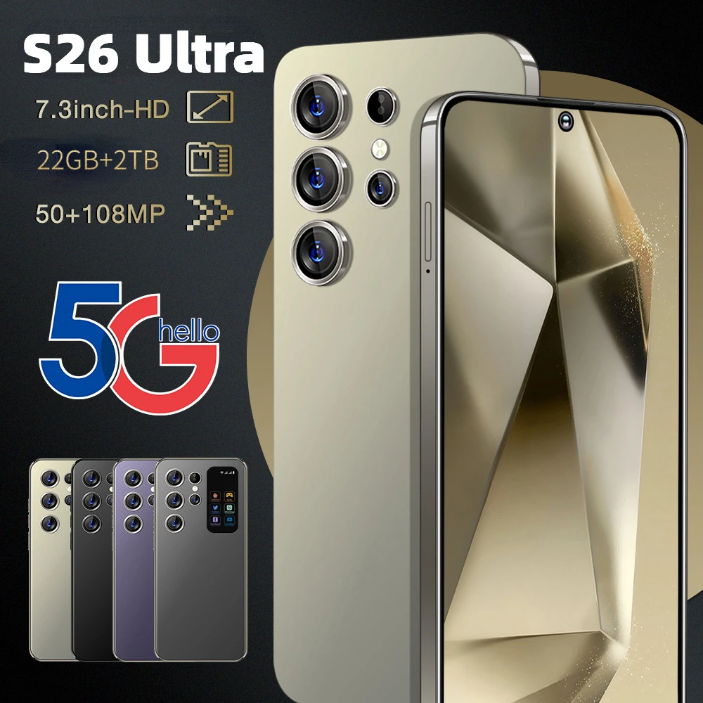 New Global S26 Ultra Smartphone 7.3 HD Screen 22G+4T 8800mAh Android14 Celulare 5G Dual Sim Face Unlocked Original Mobile Phone