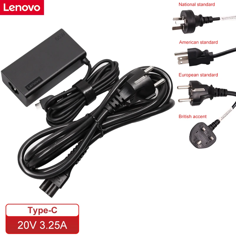 New Lenovo Charger 65W Type C 20V 3.25 Laptop Charger Power Ac Adapter For MacBook ASUS ZenBook Lenovo Dell Xiaomi Air HP Sony