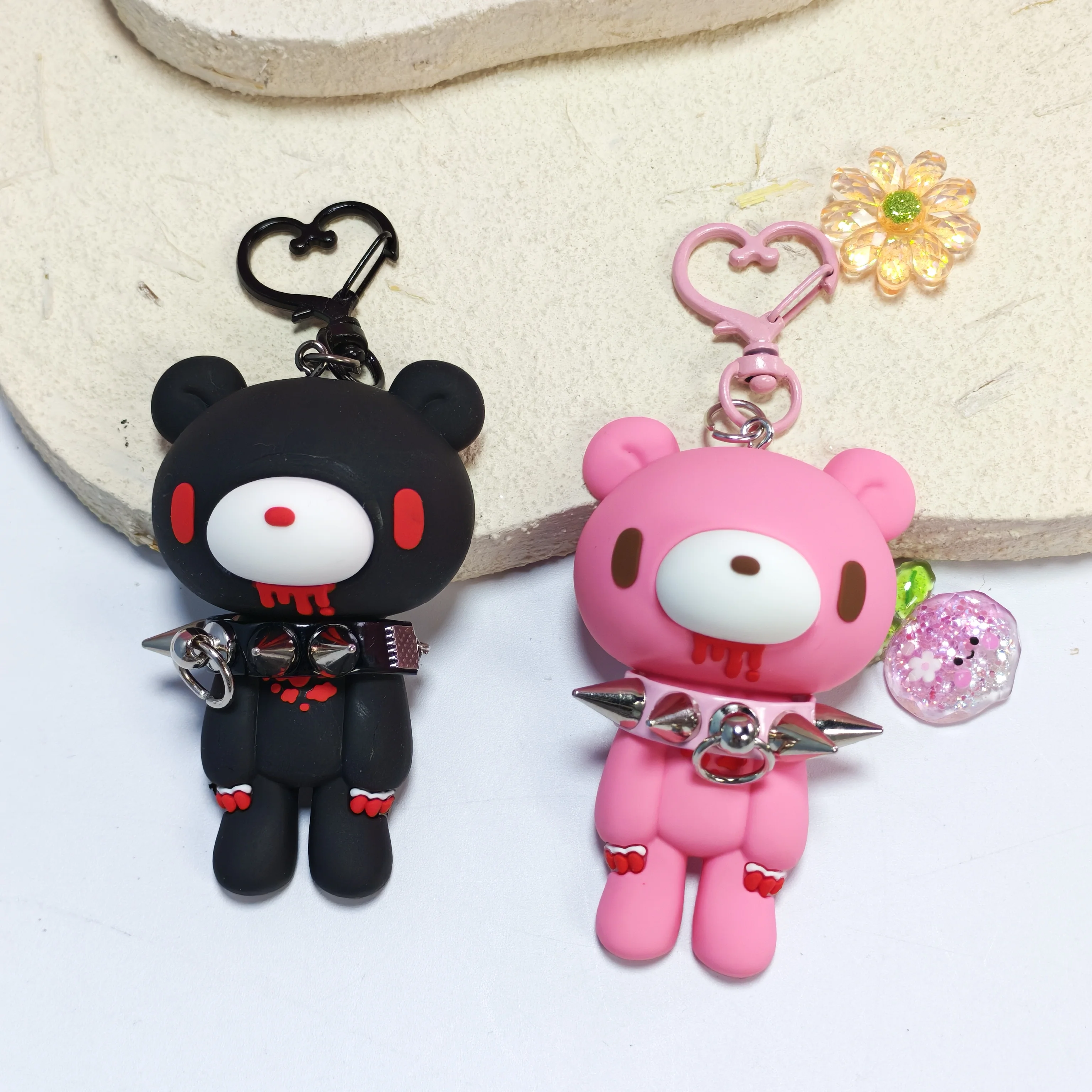 Demon Bear Keychains:Cute Punk Bag Charms with Spiked Collars,Unique Evil Teddy Trinkets,Stylish Collectible Accessories&Gift