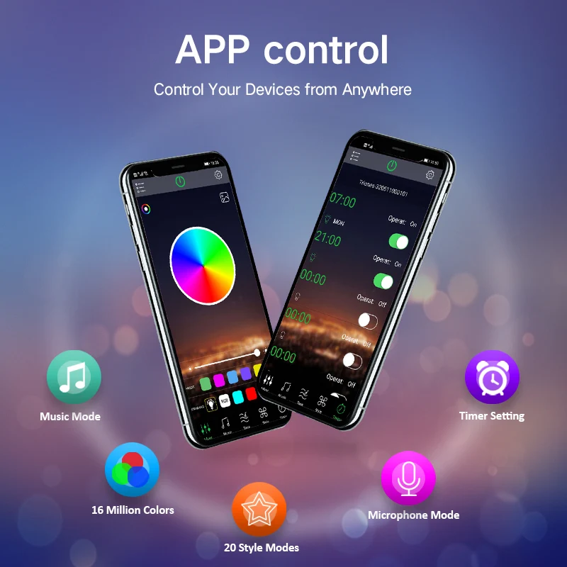 1m-50m LED Strip Lights RGB5050 Bluetooth WIFI Control Set tipo per TV Computer Holiday Party Support Alexa Google murale Chambre