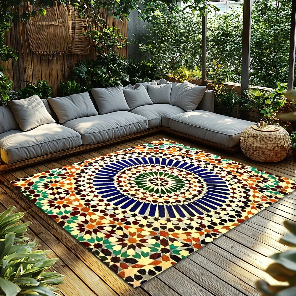 Moroccan Area Rug Vintage Persian Carpet Bohemian Floor Mat Home Decor Living Room Bedroom Kilim Non Slip Washable