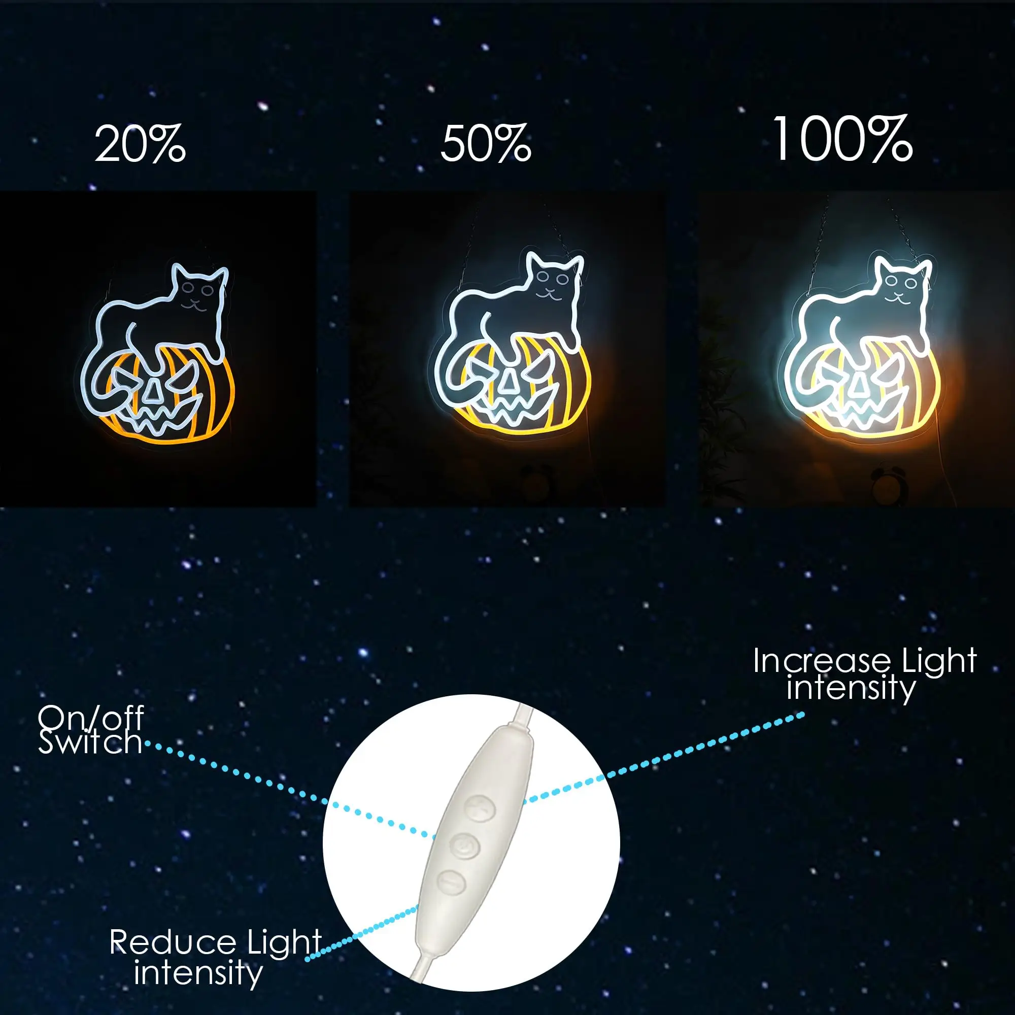 Halloween Kat op Pompoen Neon Sign Dimbaar LED Licht Muur Decor voor Halloween Party Speelkamer Man Cave Game Room Bar Halloween G